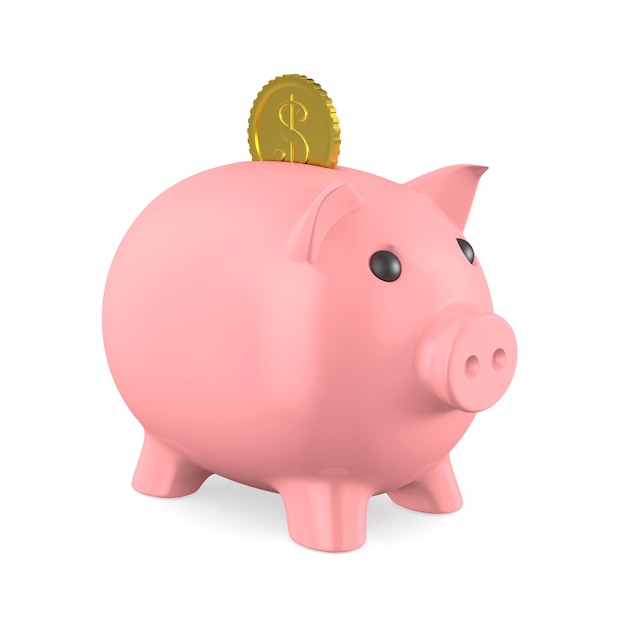 Pink piggy bank on white background Isolated 3D illustration