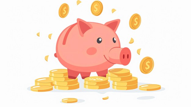 Photo a pink piggy bank with gold coins and a pink piggy bank with a picture of a piggy bank with gold coins