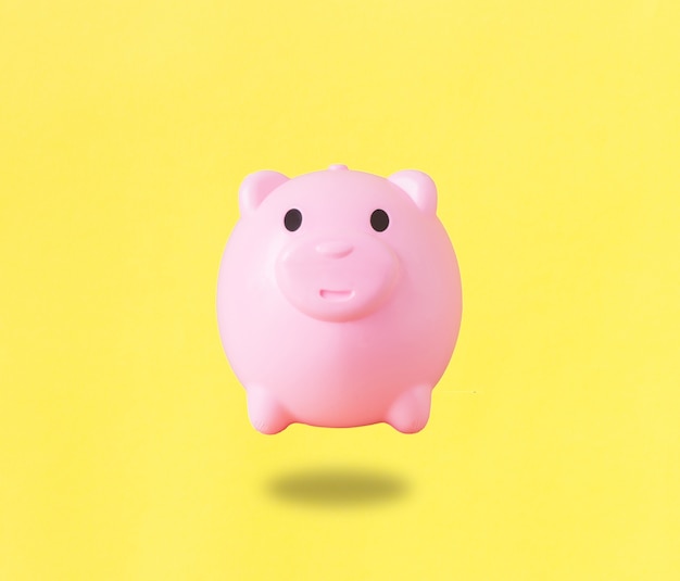 Pink Piggy coin bank, Minimal style.