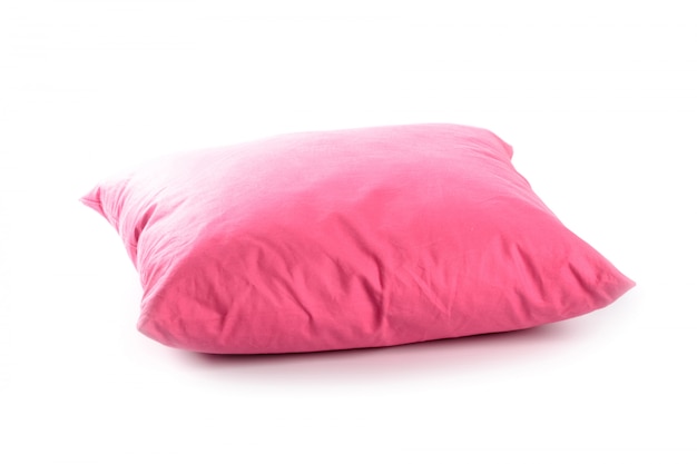 사진 흰색 배경에 고립 된 핑크 베개