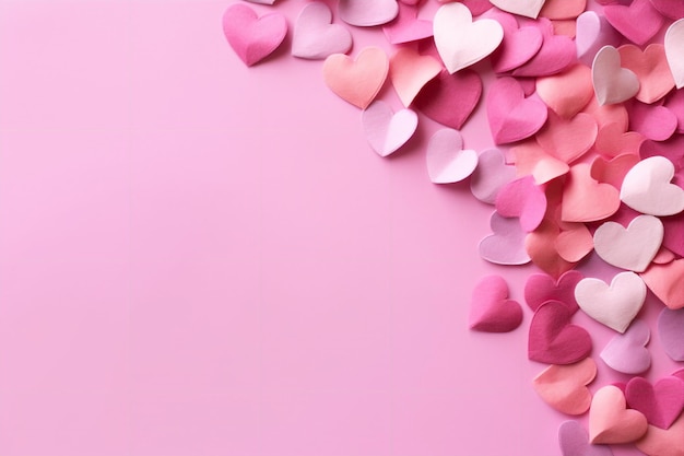 Pink and pink hearts on a pink background