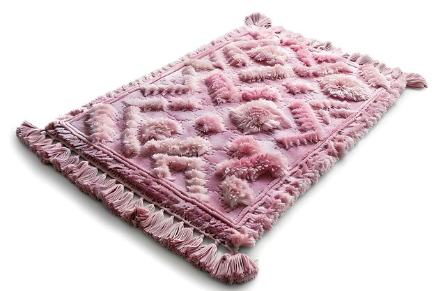 a pink and pink rug has a pattern on the front