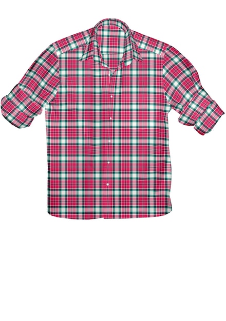 Photo a pink plaid shirt with a white background