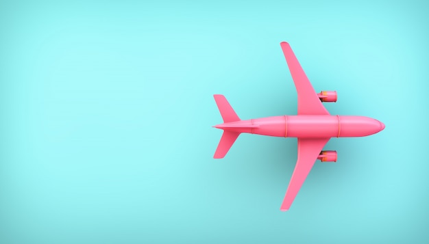 Pink plane on blue background