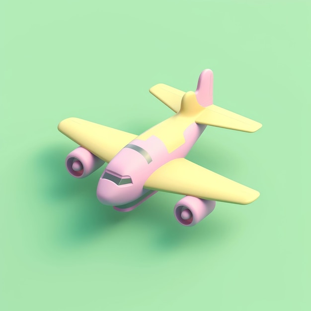 緑の背景にピンクの飛行機