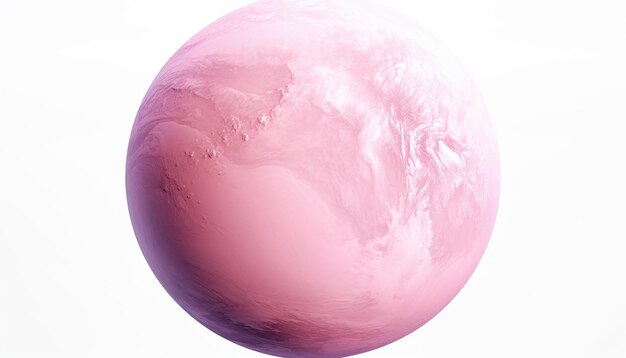 Photo pink planet in side view isolated