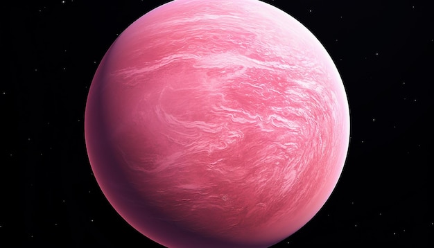 Photo pink planet in side view isolated