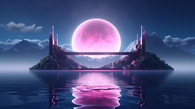 A pink planet in the sky