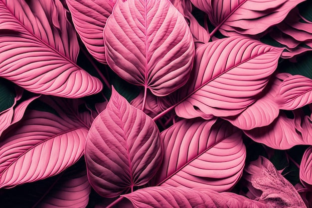 Photo pink plant leaves background floral tropical pattern for wallpaper generative ai