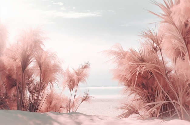 Pink plants on the beach