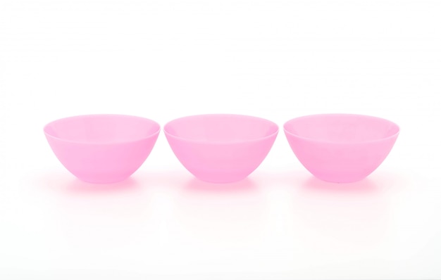 pink plastic bowl