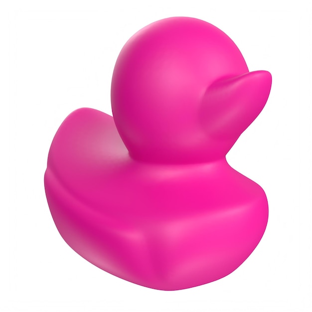 A pink plastic duck with the word duck on it