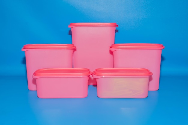 Pink Plastic Jar Set in Various Sizes Versatile Storage Solution