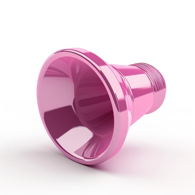 a pink plastic megaphone with a pink lid that says  no