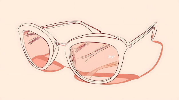 写真 pink plastic sunglasses with gradient pink lenses the glasses are resting on a beige background