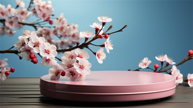 その上に桜の花がいたピンクの皿