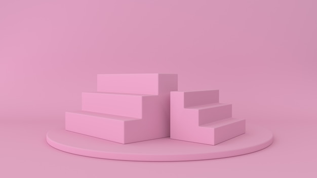 Pink platform and steps isolated