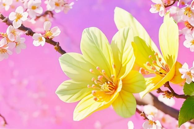 ピンクの梅桃の花桜の背景壁紙イラスト花びらクリエイティブ