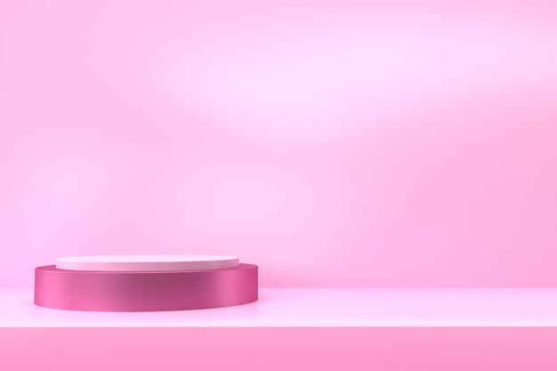 Photo pink podium 3d render for valentines day sale