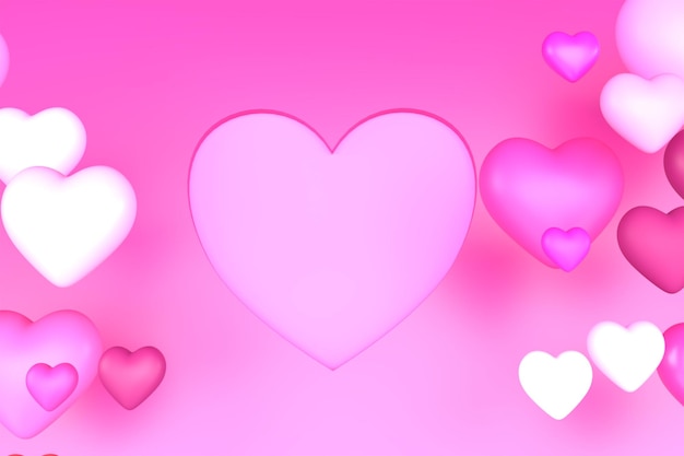 발렌타인 데이 판매를 위한 핑크 연단 3D 렌더링
