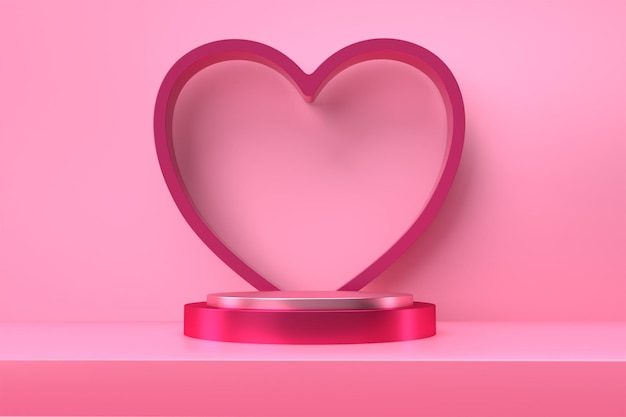 Pink Podium 3D render voor Valentijnsdag verkoop