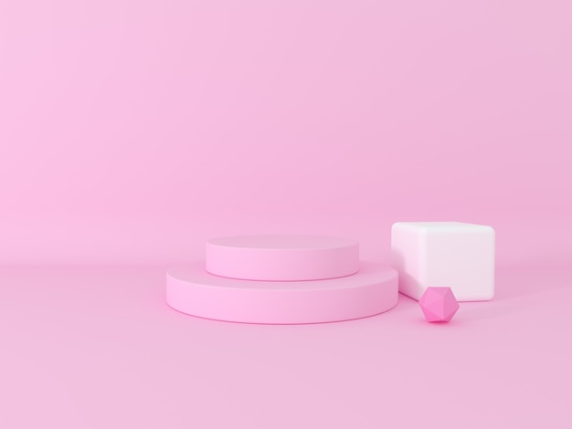 Pink podium abstract minimal scene. Mock up for product presentation. 