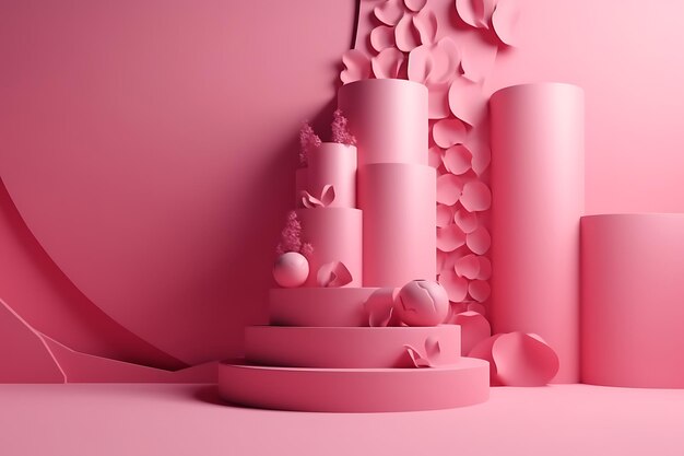 Pink podium display background for product