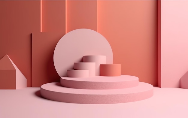 Pink podium for exhibit AI Generative AI