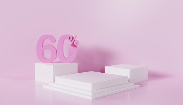 Pink Podium Minimal Discount 60 Off with Pastel Color Background