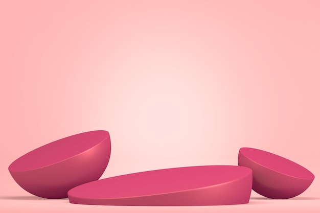 Pink podium minimalist mockup for podium display 3D rendering