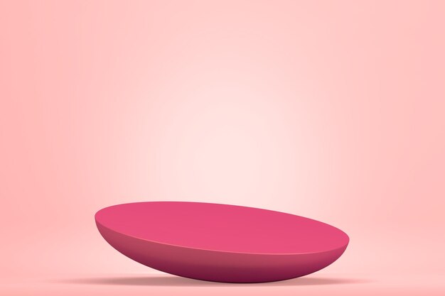 Pink podium minimalist mockup for podium display 3D rendering