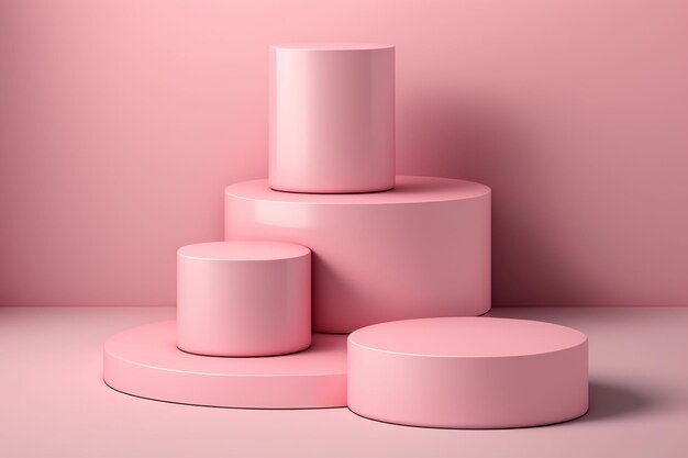 A pink podium pedestal modern stand product display abstract background 3d rendering