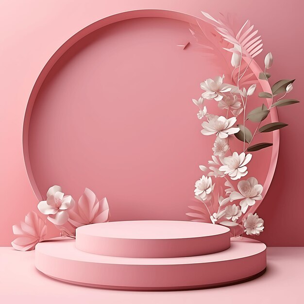 pink podium promotion with flower