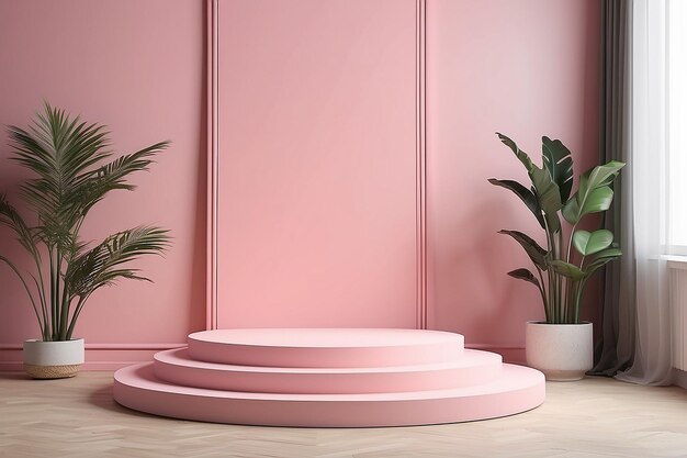 Pink podium in room for mock up