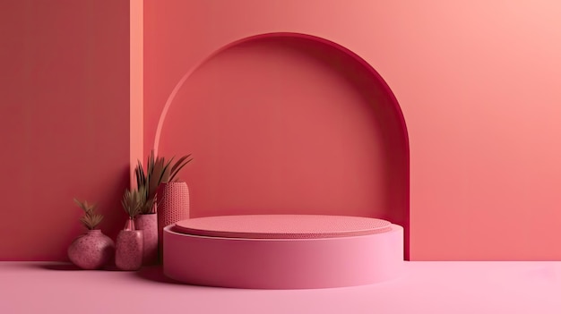 A pink podium