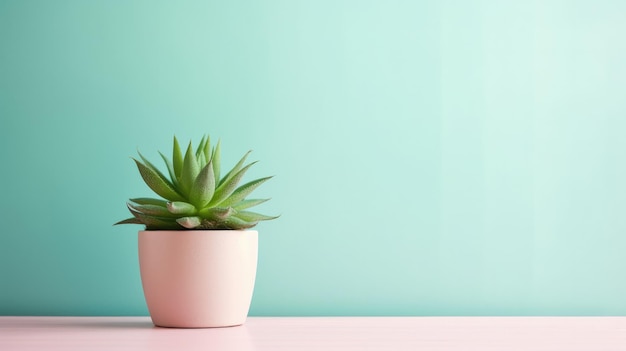 A pink potted plant on a pink table