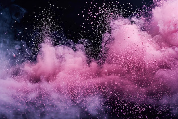 Pink Powder Explosion on a Black Background in Detail