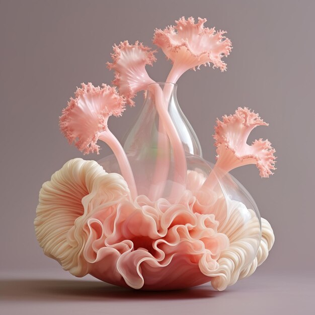 Pink puff shell glass generative ai