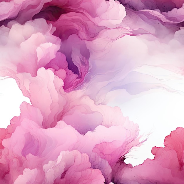 Pink and purple abstract cloud painting with flowing fabrics tiled