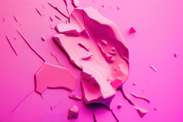 ガラスの破片と愛という言葉が描かれたピンクと紫の背景。