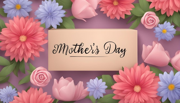 a pink and purple card with the words mother day written on it