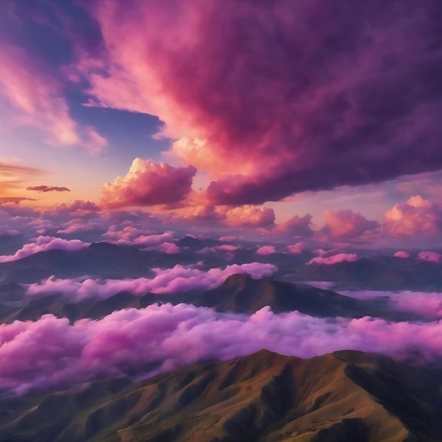 Pink and purple clouds in the sky