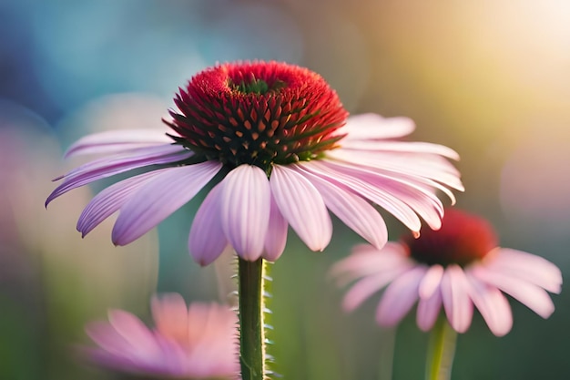 a pink and purple flower with the word " on it