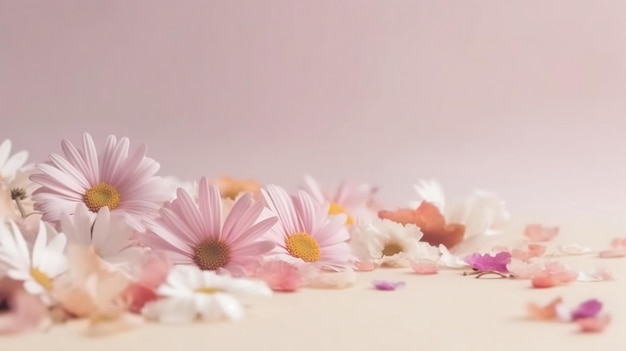 Photo pink and purple flowers on a table