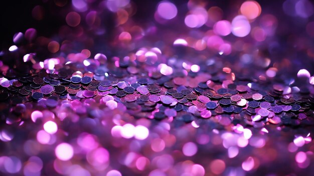 Photo pink and purple glitter on black background glittery glam