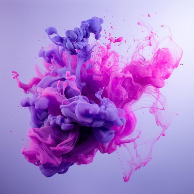 Pink and purple ink in water on a blue background