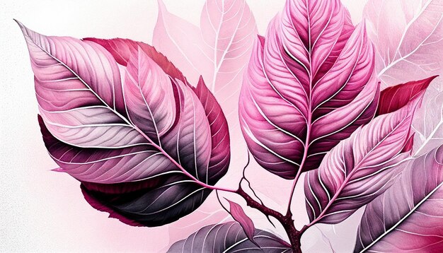 A pink and purple leaf watercolor background