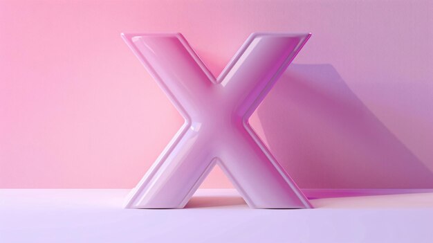 a pink and purple letter x sits on a pink background3D rendering letter X 3d style decorated capita