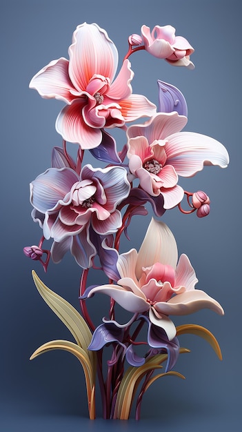 Pink purple orchid flowers