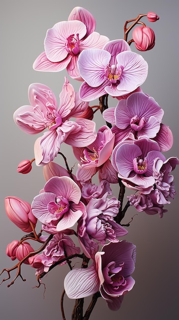 Pink purple orchid flowers